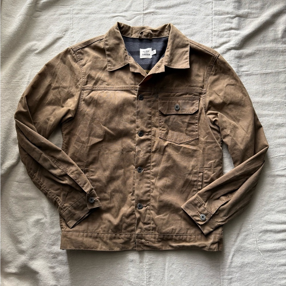 Flannel-Lined Waxed Trucker Jacket - Havana